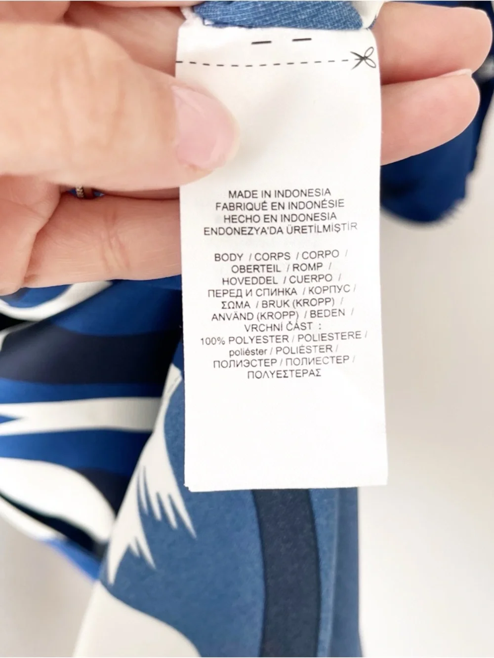 Lauren Ralph Lauren Blue Geometric-Print Satin Button Down Charmeuse Shirtdress - Picture 8 of 9